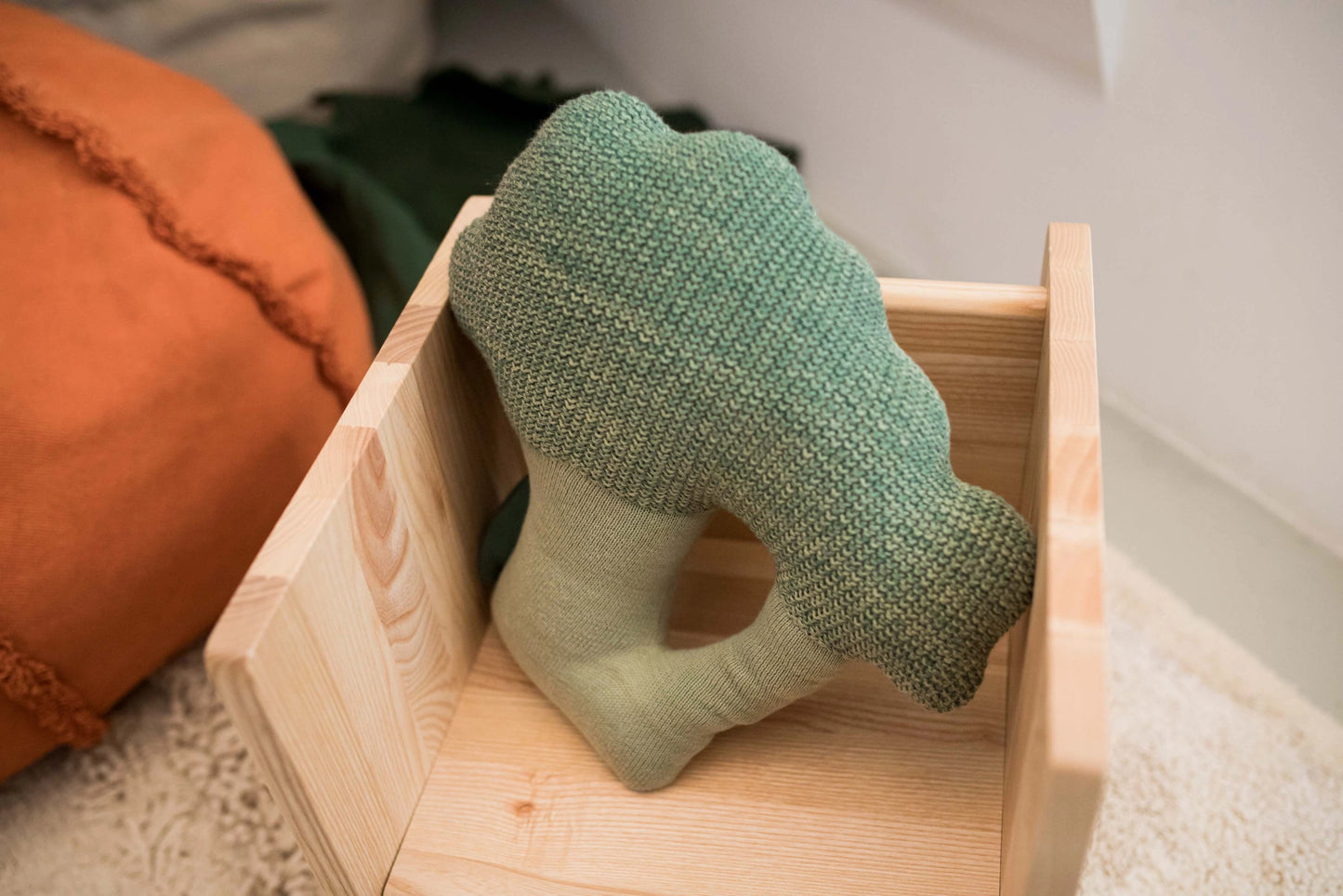 Brucy the Broccoli Knitted Cushion
