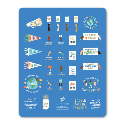 Make A Change Blue Teacher Sticker Sheet