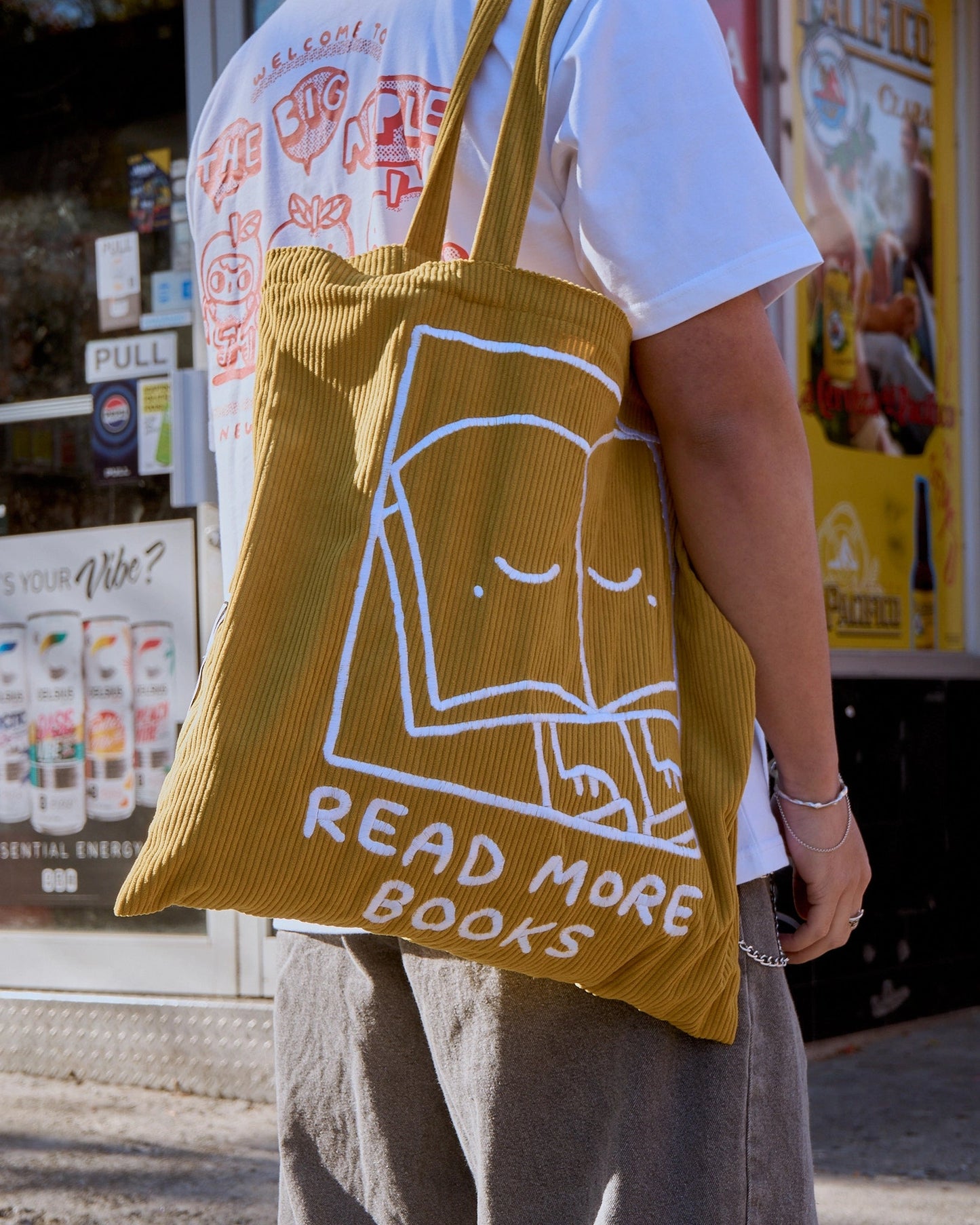 Read More Books Large Corduroy Square Tote