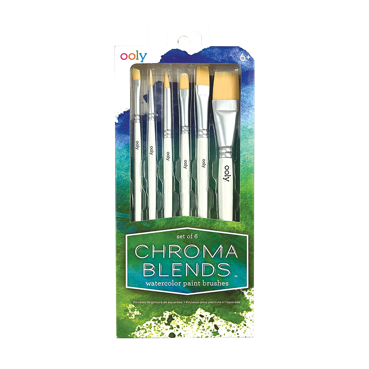 Chroma Blends Watercolor Paint Brushes- Set of 6 by Ooly