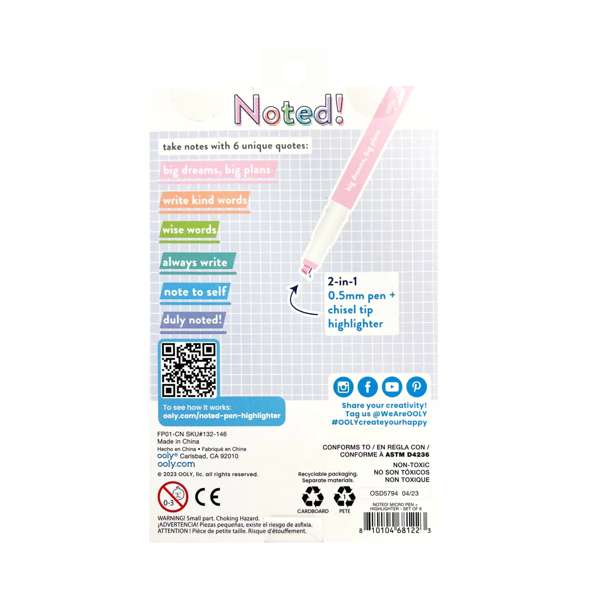 Noted! 2-in-1 Micro Fine Tip Pens & Highlighters by Ooly