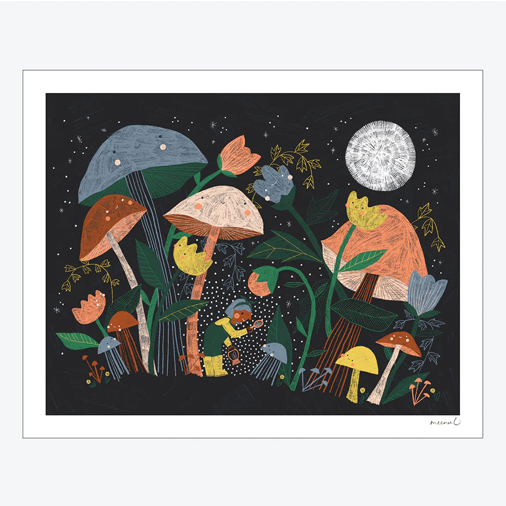 Smiling Mushroom Canopy Art Print by Meenal Patel