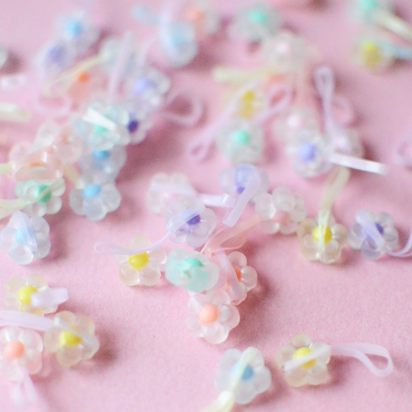 Colorful Mini Flower Rubber Hair Ties (48 ct) by Tangle Shiny Stars