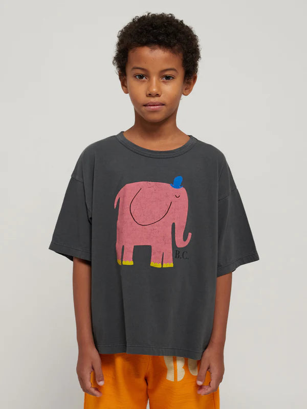 The Elephant T-shirt in Dark Grey by Bobo Choses