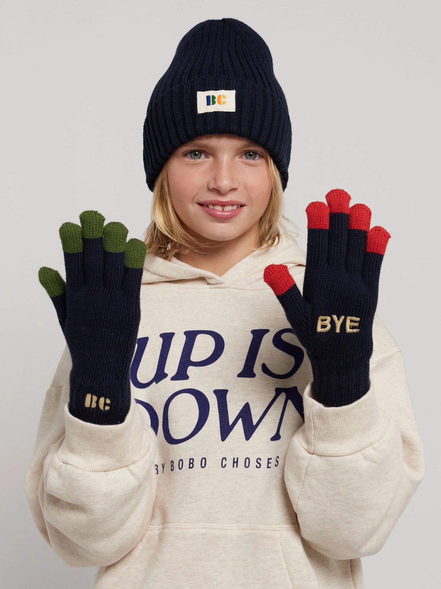 B.C Colored Fingers Knitted Gloves (Midnight) by Bobo Choses