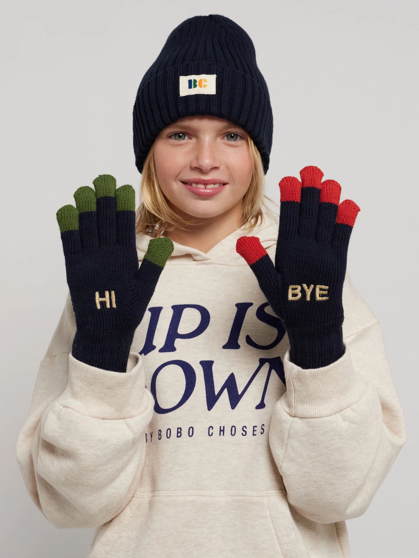 B.C Colored Fingers Knitted Gloves (Midnight) by Bobo Choses