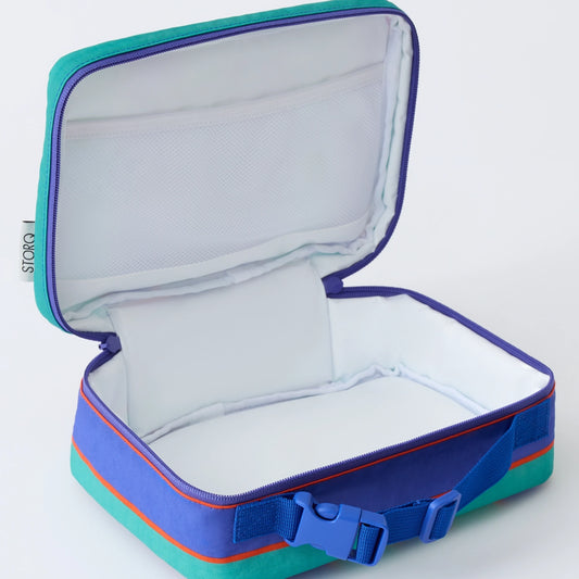 Cool Kid Lunch Box in Navy & Green Stripe