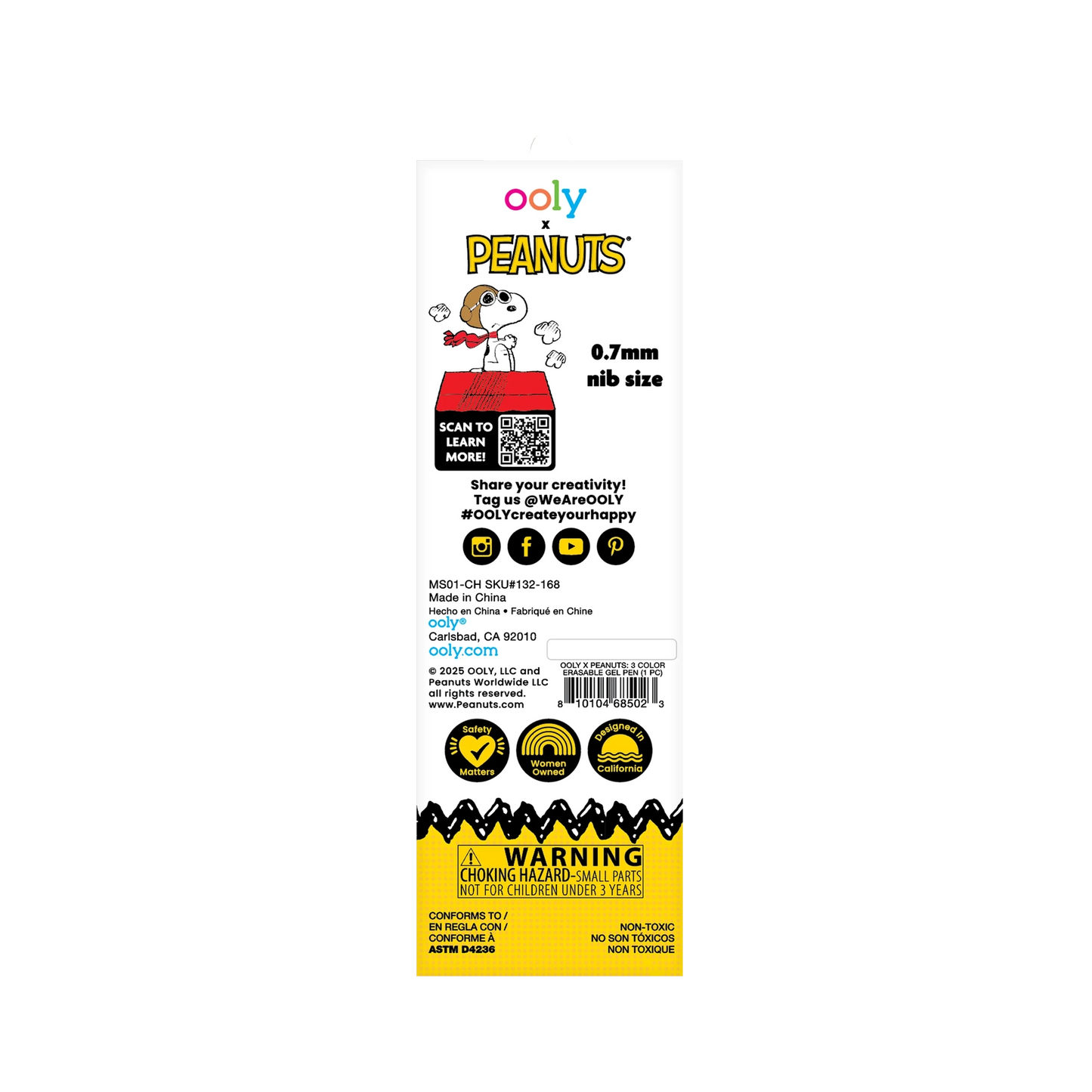 Ooly x Peanuts 3-color Erasable Gel Pen