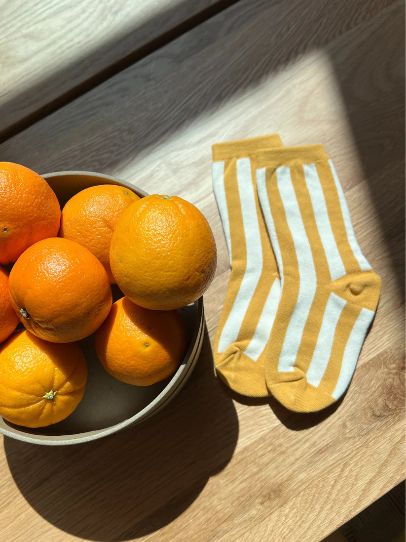Stripe Sock - Marigold & Cream