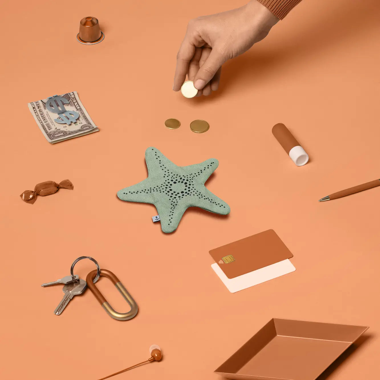 Aqua Starfish Mini Purse by Don Fisher
