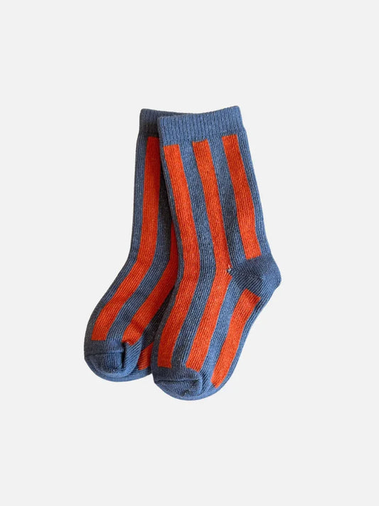 Stripe Sock - Slate & Red