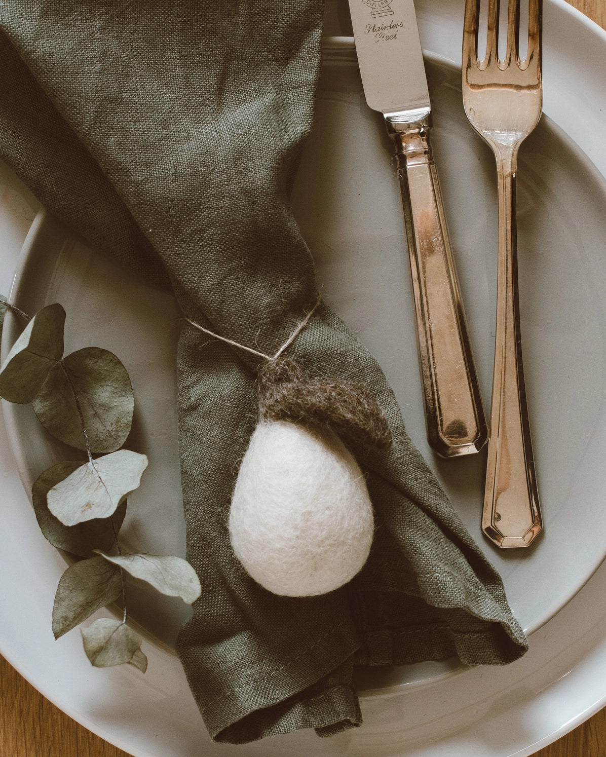 Hanging Little White Pears- Natural Wool by Goldrick