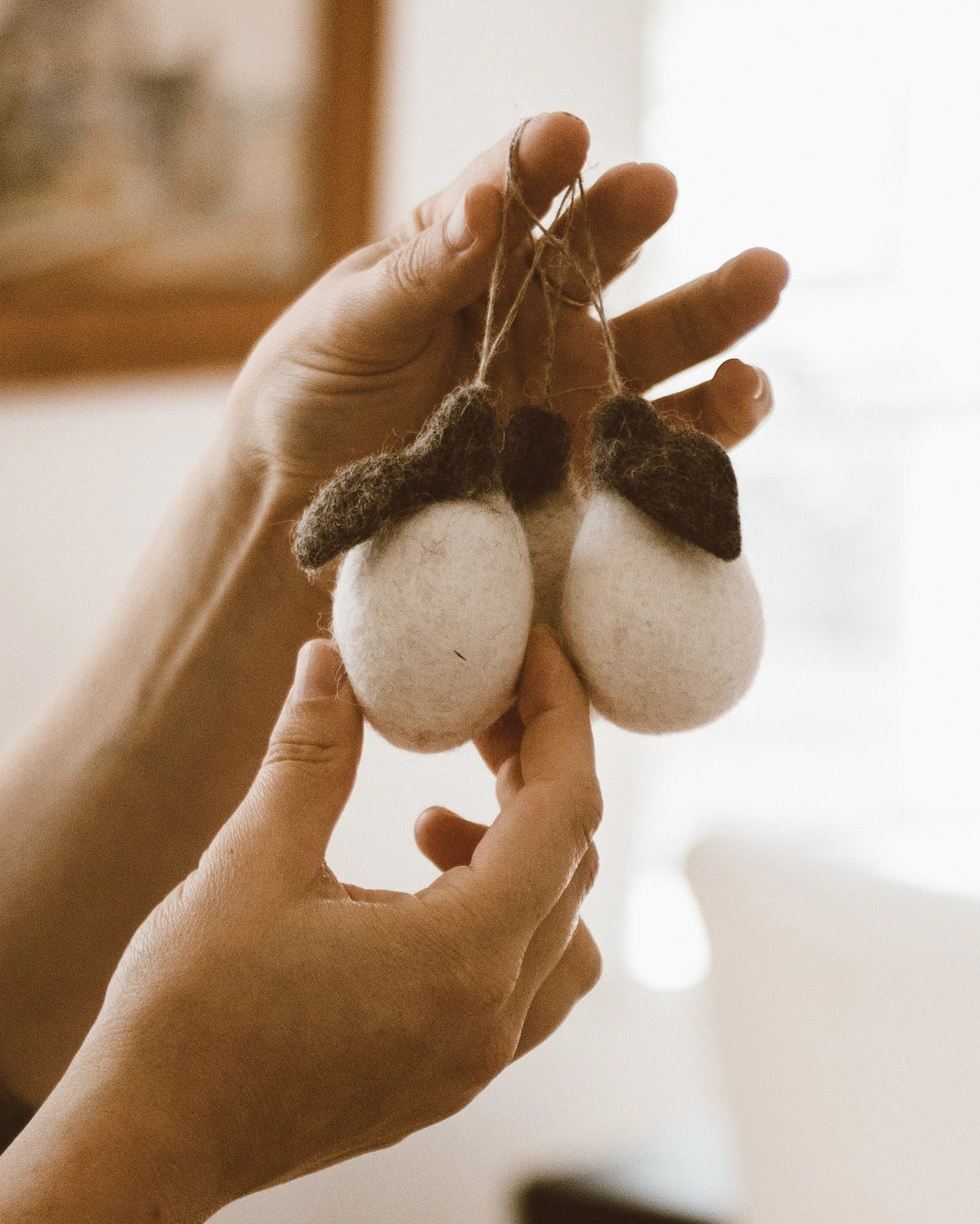 Hanging Little White Pears- Natural Wool by Goldrick