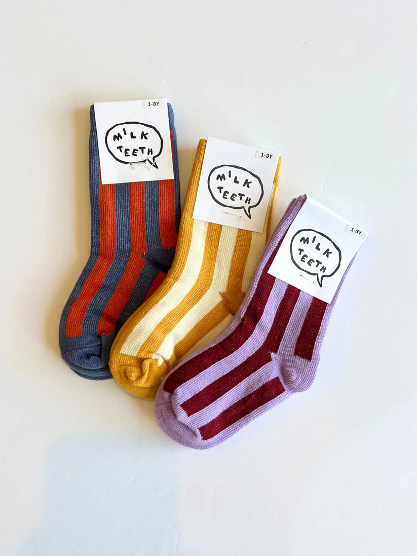 Stripe Sock - Slate & Red