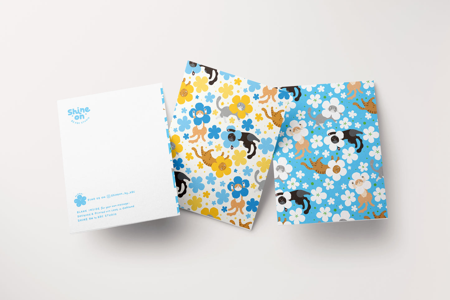 Cream Flower Cat Card