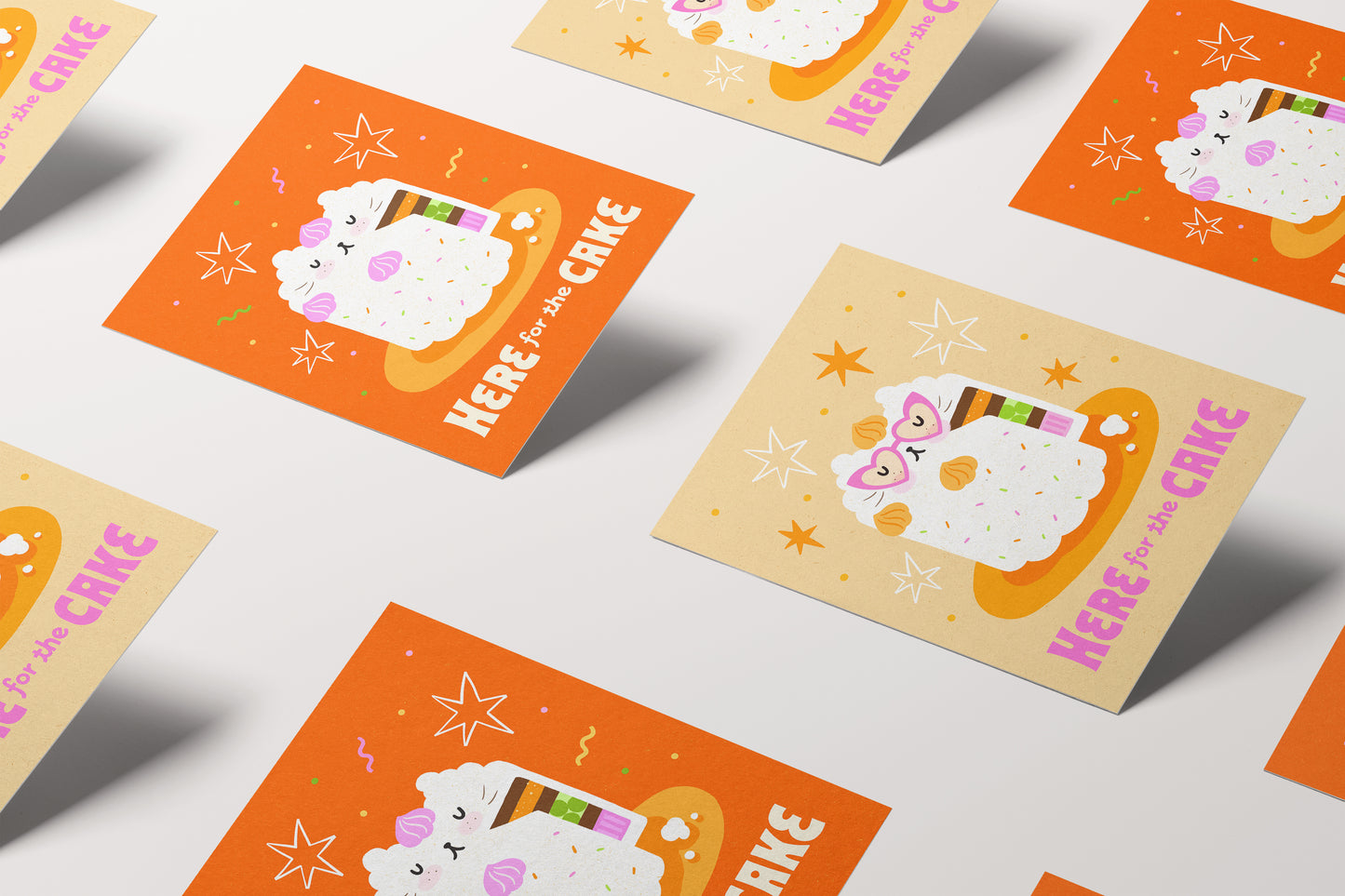 Here For the Cake Card (orange)