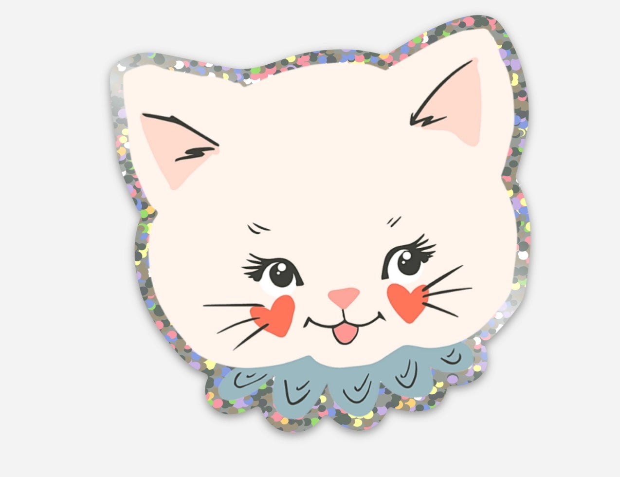 Clementine Kitty Cat Vintage Glossy Die Cut Glitter Sticker