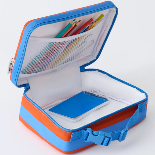 Cool Kid Lunch Box in Blue & Rust Stripe
