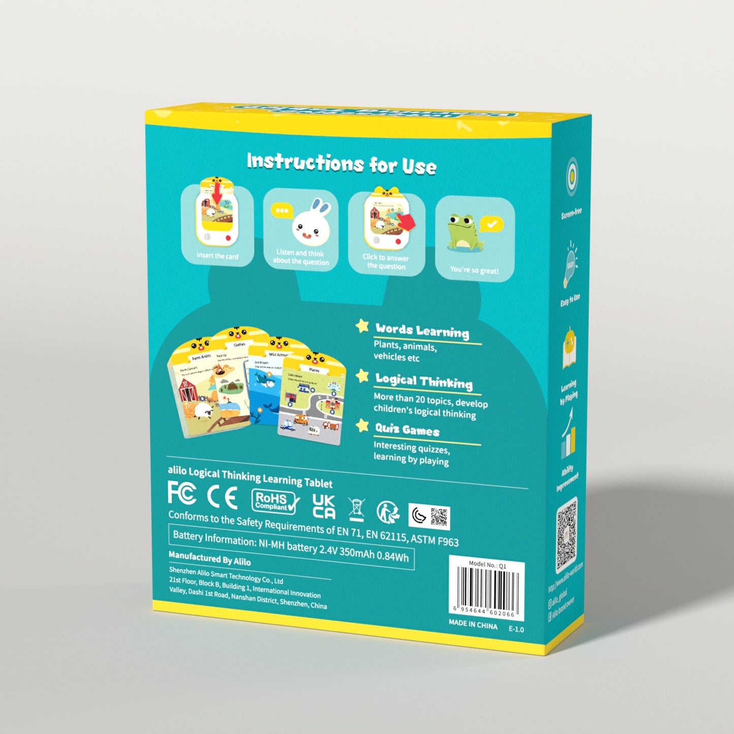 Interactive Screen-Free Learning Tablet w/Talking Flash Cards