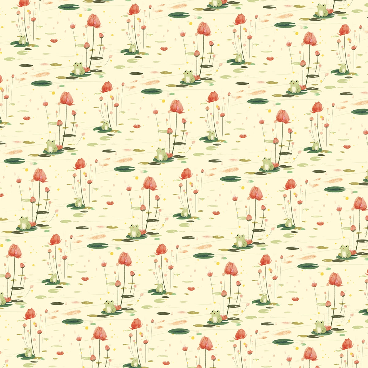 Lotus Frog Wrapping Paper Sheet
