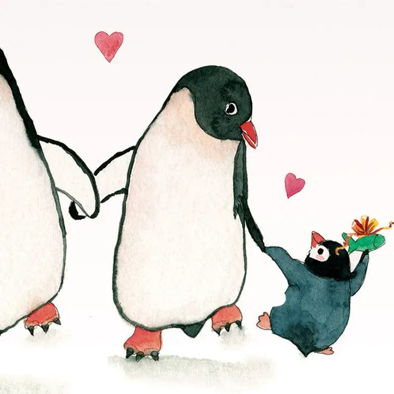 Liyana Studio Happy Love Day Penguins Family Card
