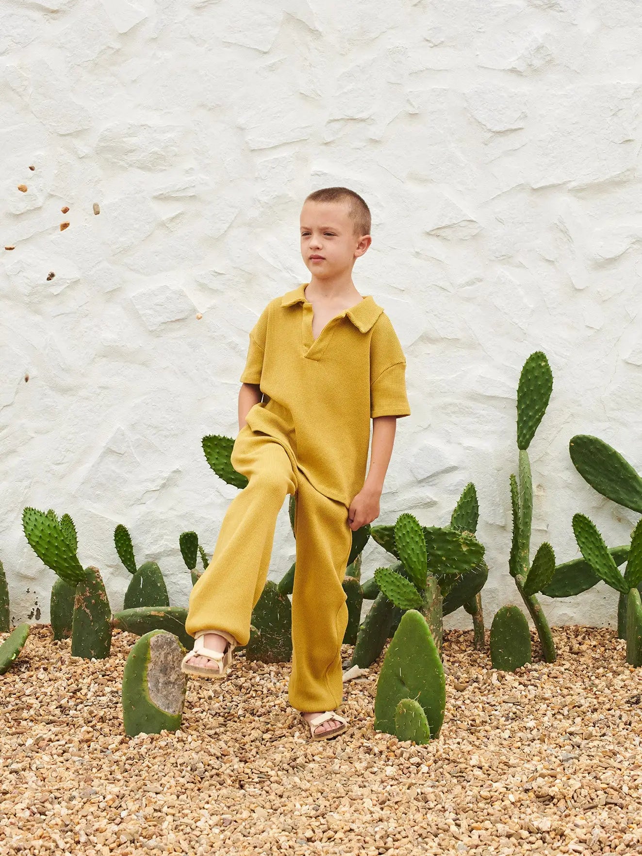 Liilu Organics Waffle Lio Polo in Olivenite