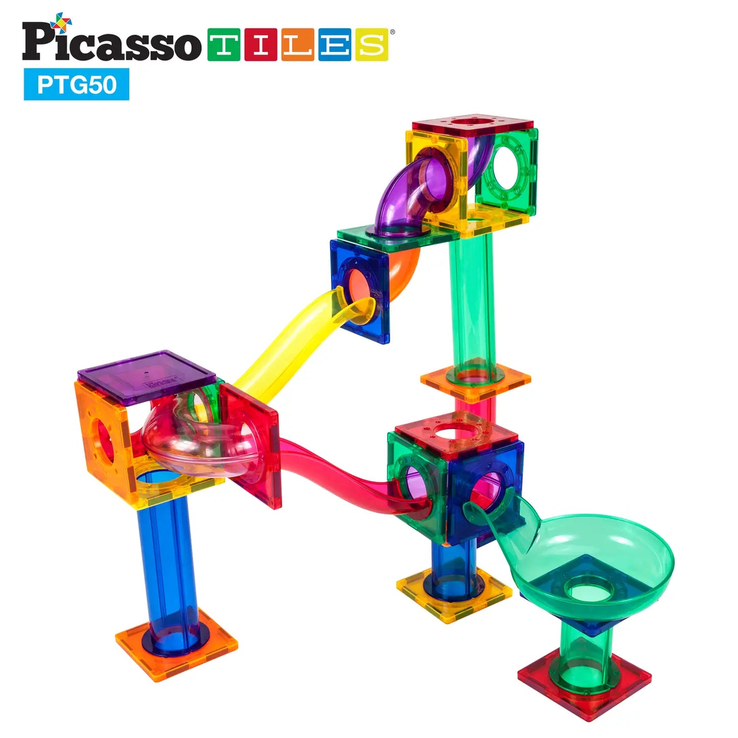 PicassoTiles Magnetic Marble Run Track -50pc Set