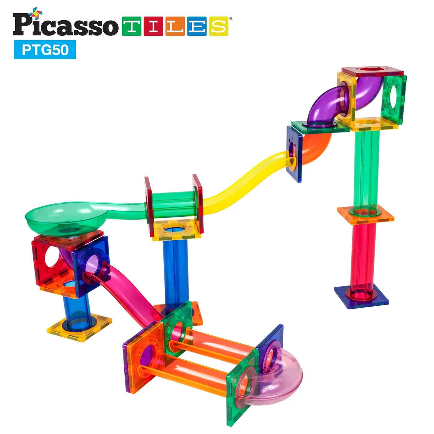 PicassoTiles Magnetic Marble Run Track -50pc Set
