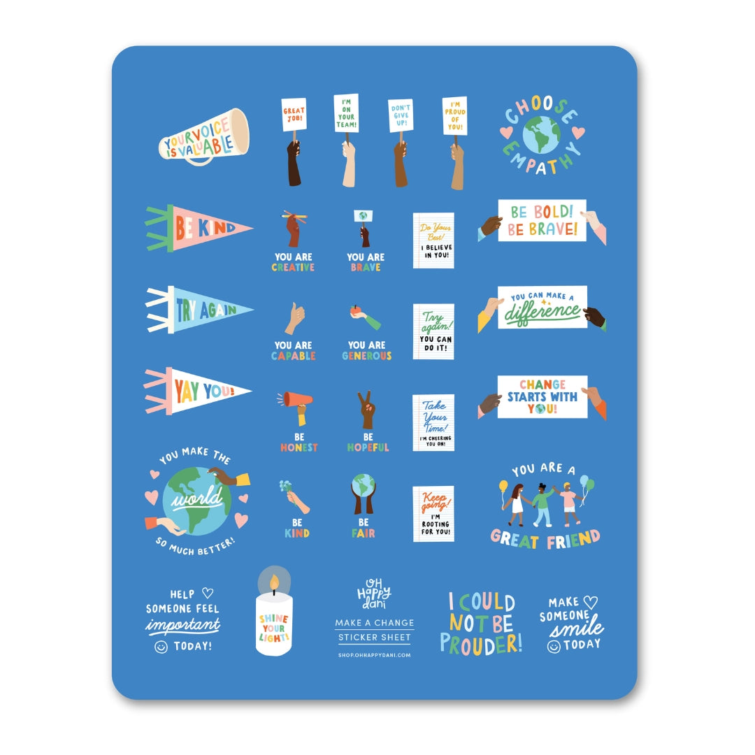 Make A Change Blue Teacher Sticker Sheet