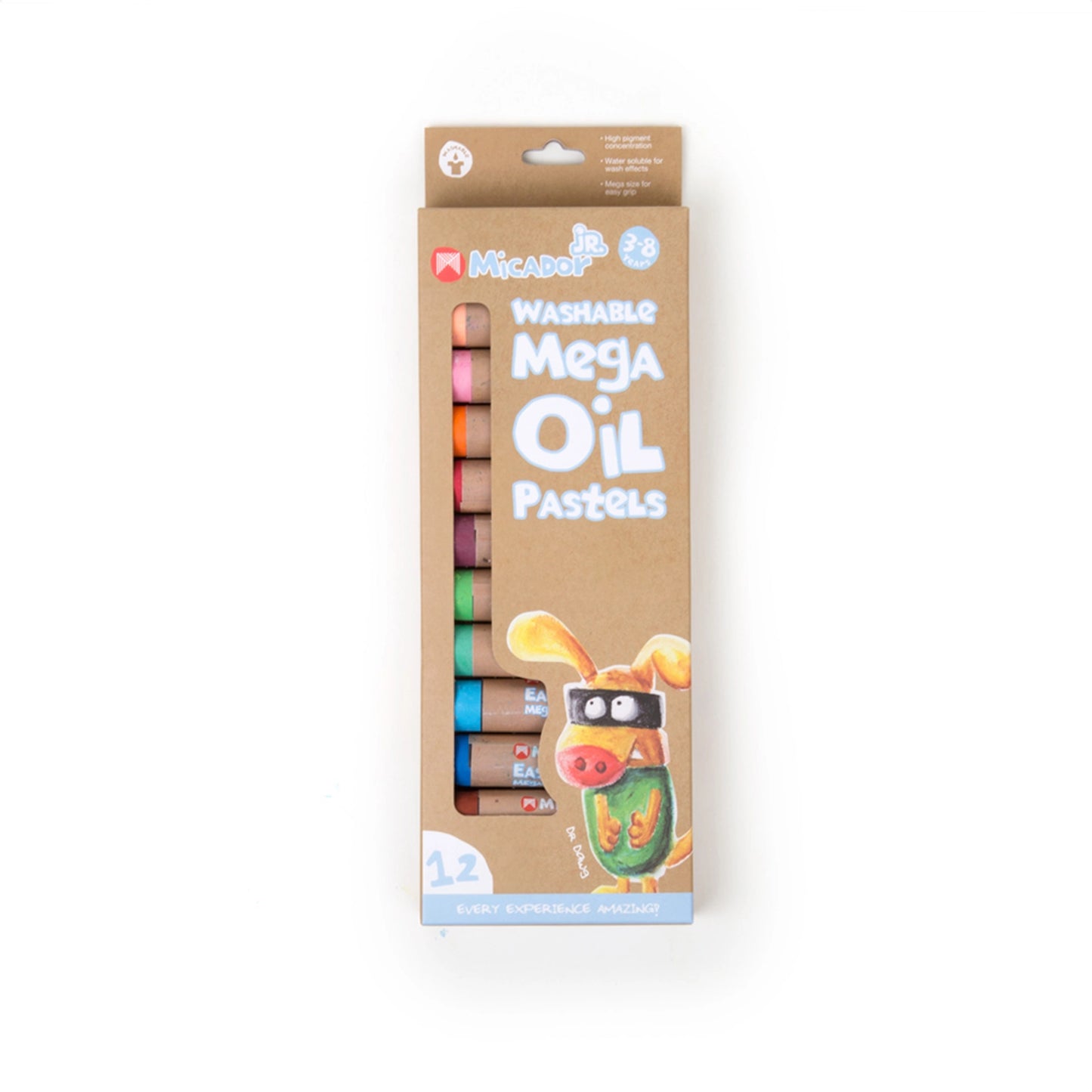 Washable Mega Oil Pastel Set, 12-Color Set by Micador Jr.