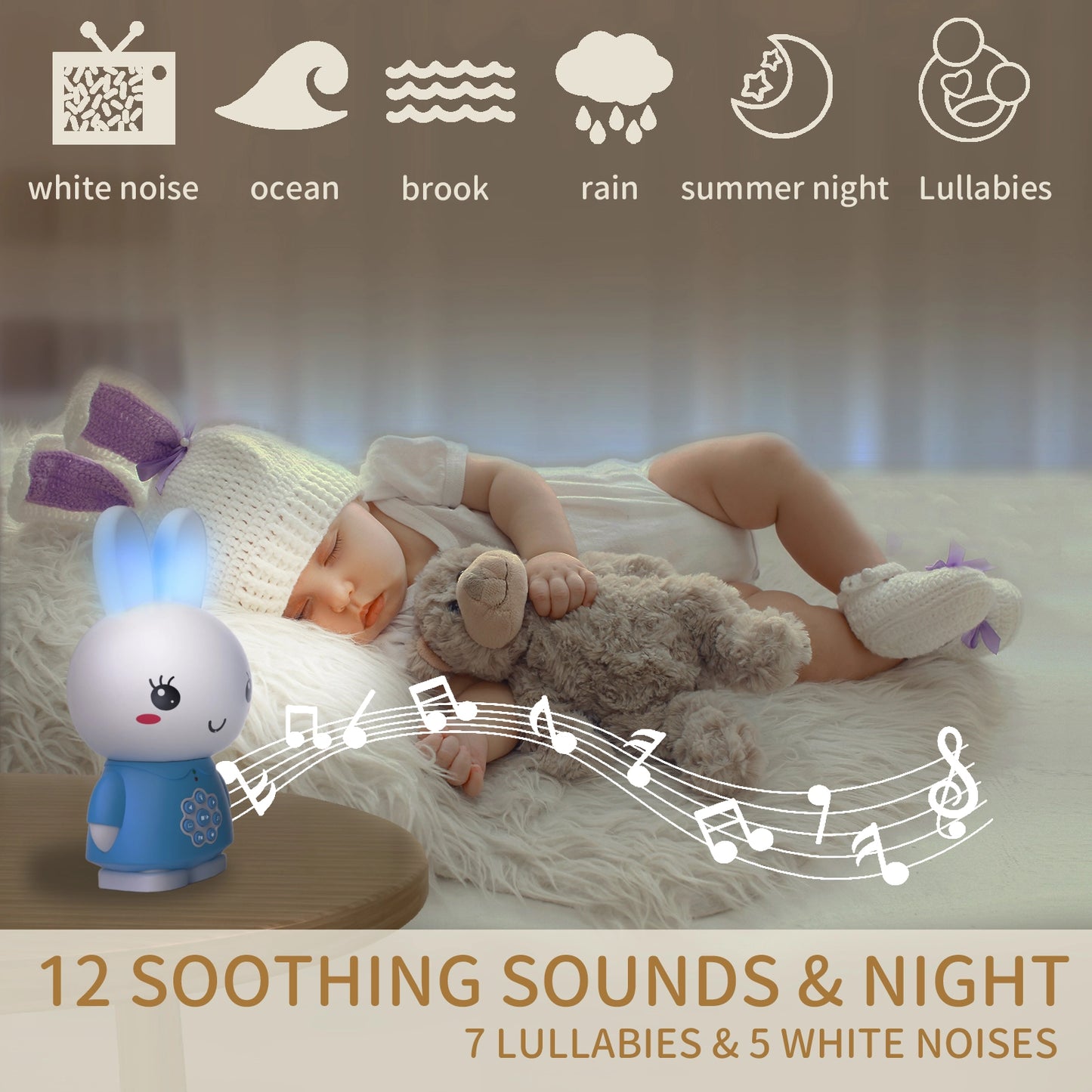 Honey Bunny Night Light Toy: Stories & Music
