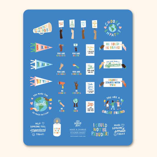 Make A Change Blue Teacher Sticker Sheet