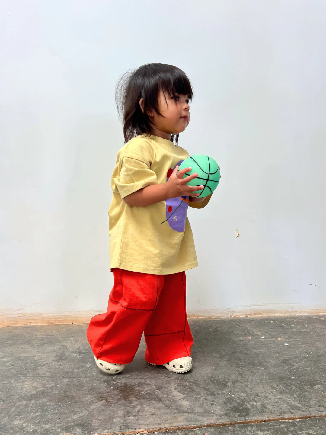 Topstitch Baby Pant in Red
