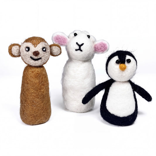 Handmade Felt Finger Puppets (set of 3)