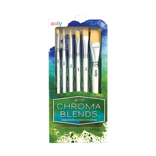 Chroma Blends Watercolor Paint Brushes- Set of 6 by Ooly