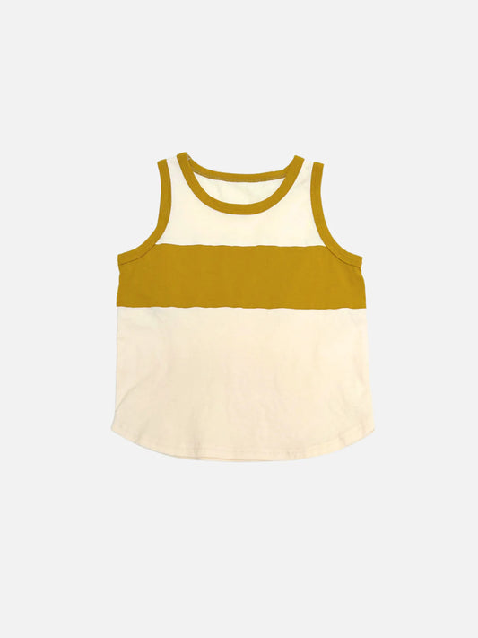 Track Tank in Cream/Gold