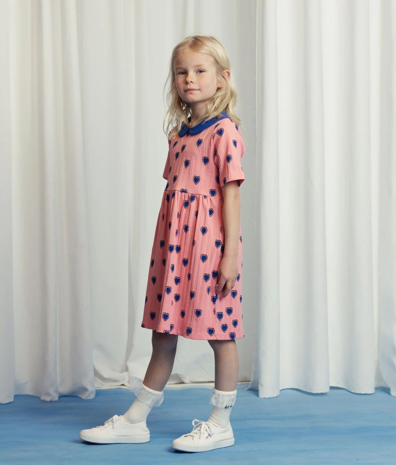 Outlined Hearts S/S Dress by Mini Rodini