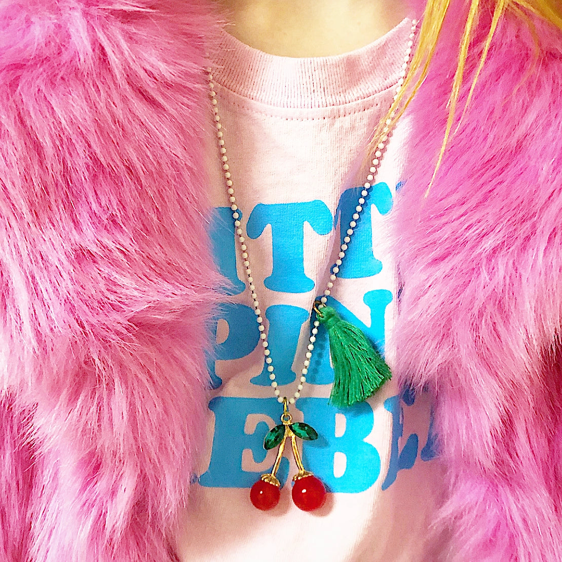 Cherries Rhinestone Necklace