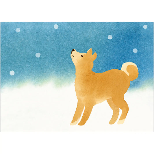 Dog Holiday Card: Akita in Snow