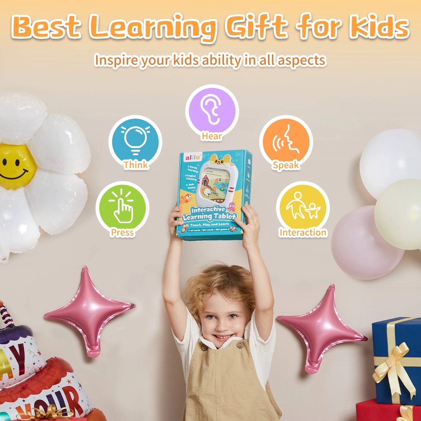 Interactive Screen-Free Learning Tablet w/Talking Flash Cards