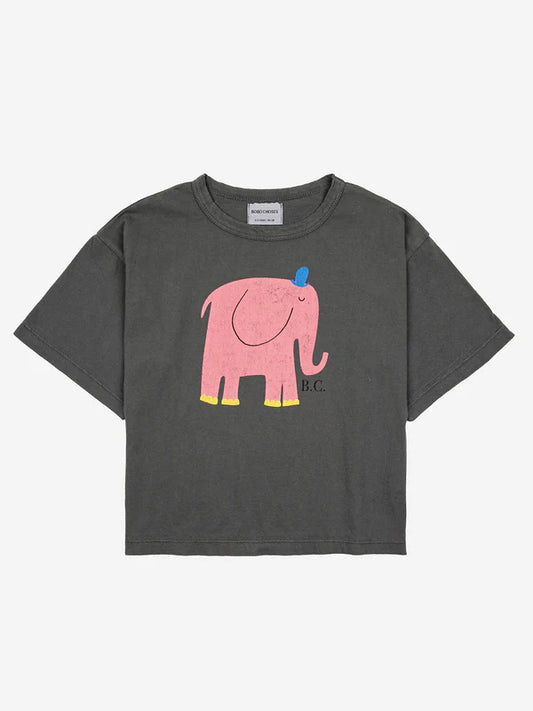 The Elephant T-shirt in Dark Grey by Bobo Choses