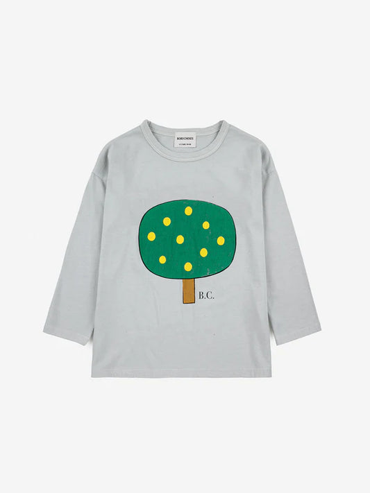 Green Tree T-shirt in Light Grey by Bobo Choses