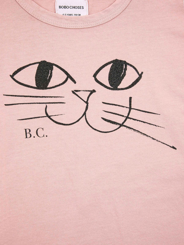 Smiling Cat L/S T-shirt in Pink by Bobo Choses