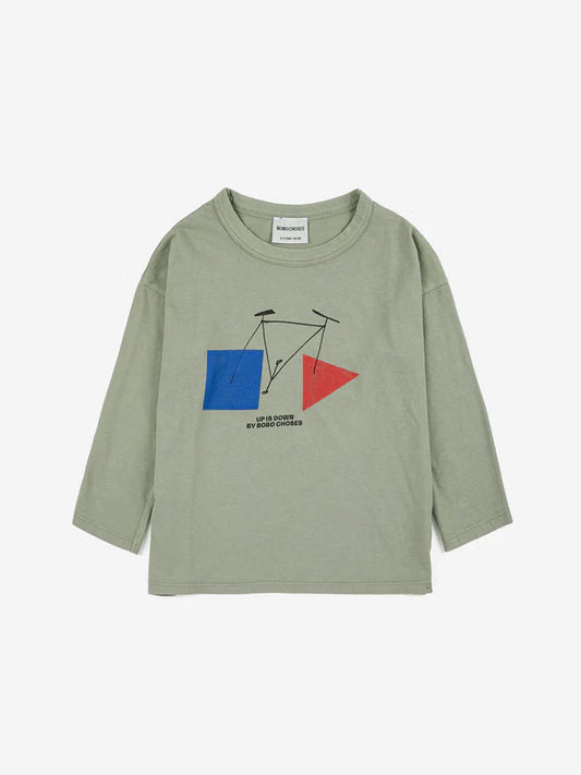 Crazy Bicycle L/S T-shirt in Light Green by Bobo Choses