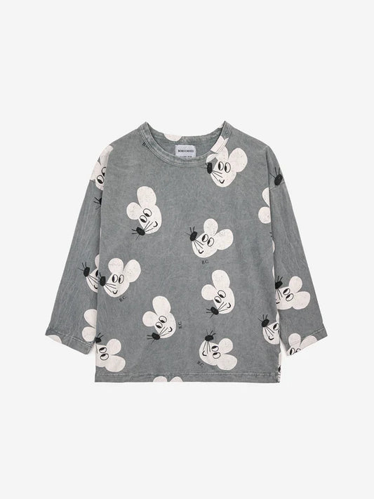 Mouse All Over T-Shirt in Grey by Bobo Choses