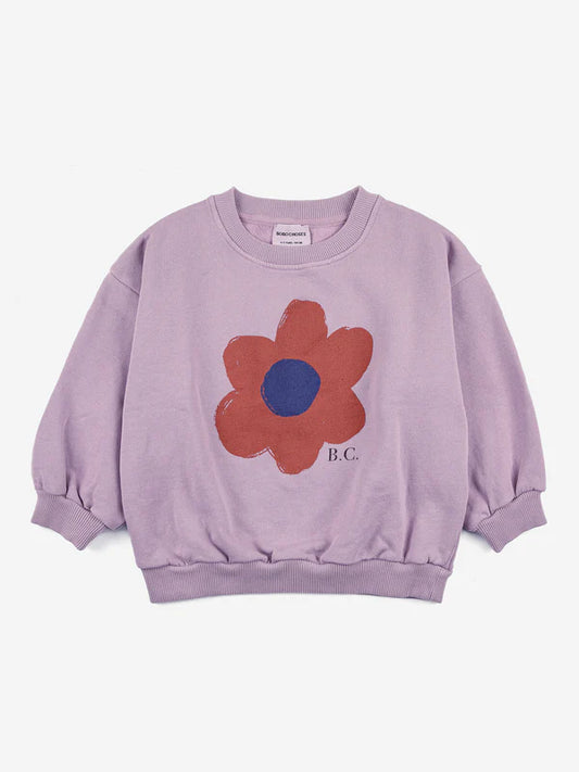 Big Flower Sweatshirt in Lavender by Bobo Choses