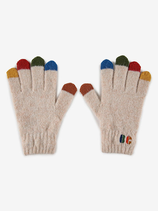 B.C Colored Fingers Knitted Gloves (Beige) by Bobo Choses