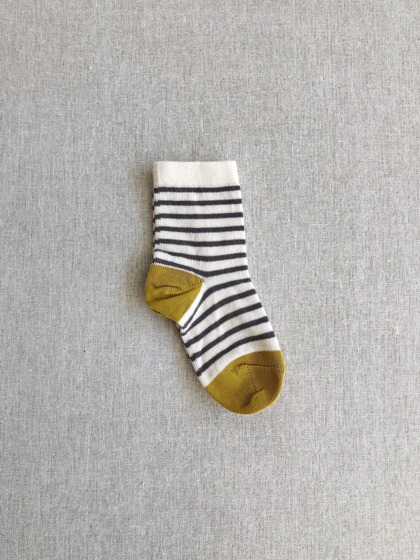 Kids Crew Sock in Striped Cream
