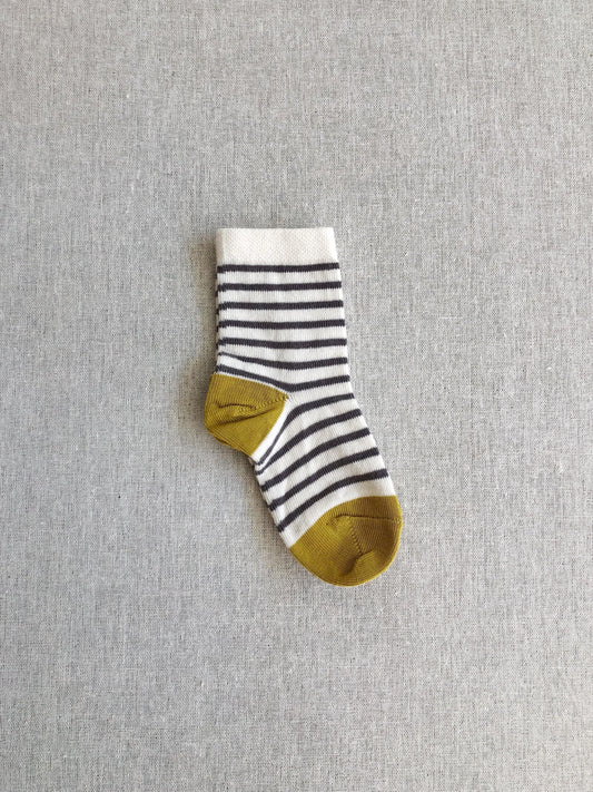 Kids Crew Sock in Striped Cream