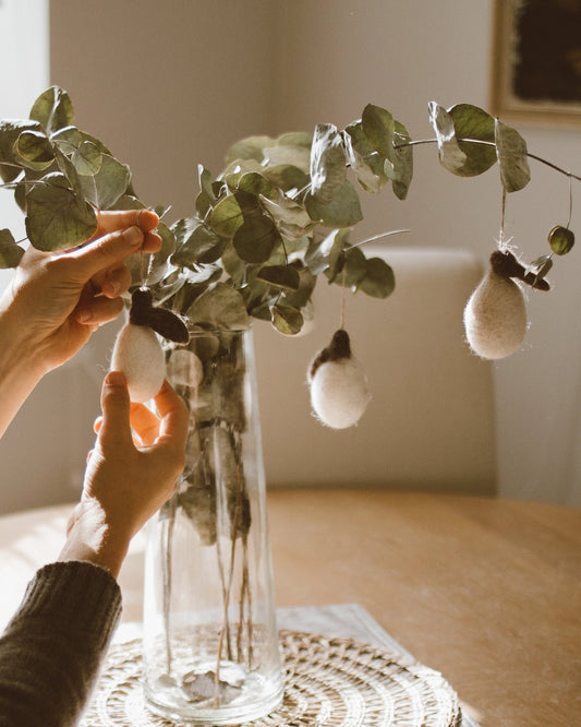 Hanging Little White Pears- Natural Wool by Goldrick